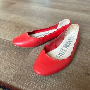 Womens Sam & Libby Capri Red Scallop Ballet Flats 9.5
